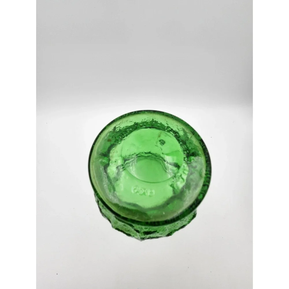 Vintage E.O Brody Co. Emerald Green Crinkle‎ Glass Flower Large Vase Planter